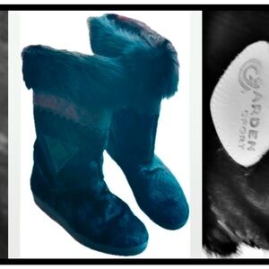 GARDEN | 7.5 / 38 | Italian Pony Hair Shearling Trim Low Wedge Calf Boots